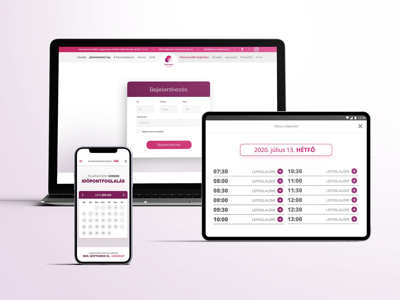 Login and appointment reservation systems